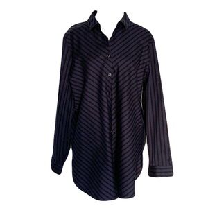 NWT Chico's Size 3/XL Imperial Stripe No-Iron Chic Stretch Tunic Shirt Button